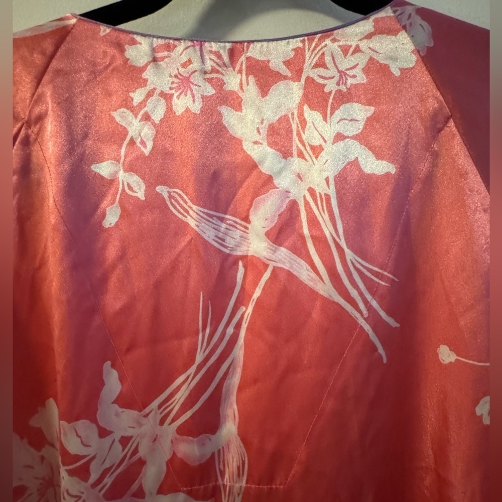 Oscar de la Renta Pink Floral Zip Front Long Nightgown Lounge Dress Kaftan 1X - Picture 12 of 15